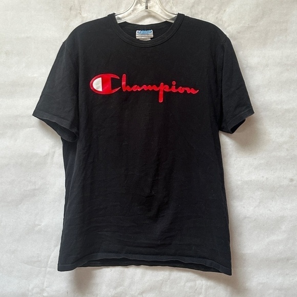 Vintage Champion Black Red Athletic Workout Training Tee Short Sleeve T Shirt - Picture 3 of 9